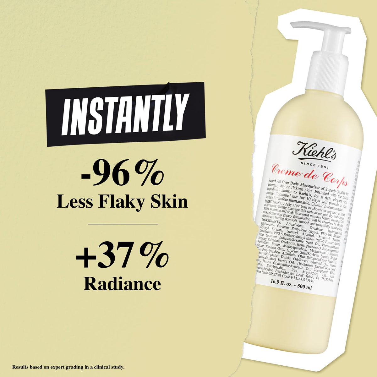 Kiehl's Creme de Corps, Rich, Luscious Body Lotion, with Cocoa Butter and Shea Butter for Fast Absorbing Hydration, Skin Feels Soft and Smooth, Suitable for All Skin Types